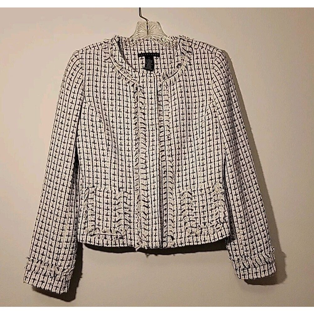 Apostrophe Black & White Tweed Blazer Women's Size 6 Career Casual